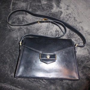 Christian Dior Vintage Crossbody Purse Handbag Lambskin Black Leather